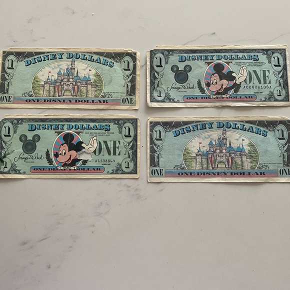 Other - A total of four Disney currency $1 denominations 1987 and 1989 series
